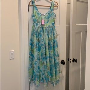 Calypso aqua blue flows dress- new